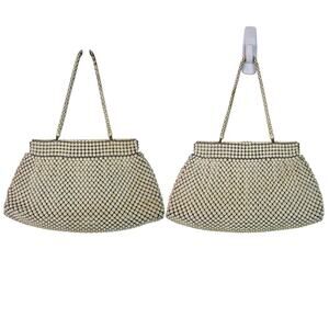 Whiting & Davis Cream White Metal Alum Mesh   Vintage Handbag Purse Evening Bag